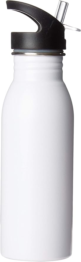 Stainless Water Bottle with Panda Design 600ml with Sport Top (White)