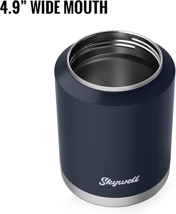 SkyWell Half Gallon Insulated Water Bottle with Handle and Wide Mouth Water Flask Sweat-Proof and Leak-Proof 64 Oz Water Jug for Outdoors, Navy