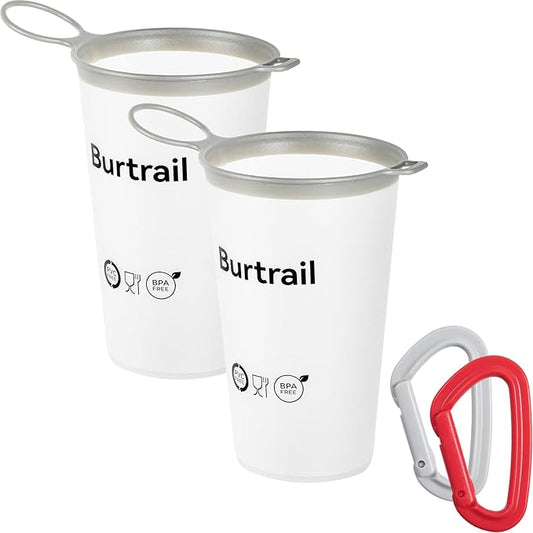 Collapsible Running Water Cup,Ultralight Reusable Cup Running for Ultramarathon,Ultrarunning,Backpacking,Camping-BPA Free,200 ml/6.8 oz-2Pack,White