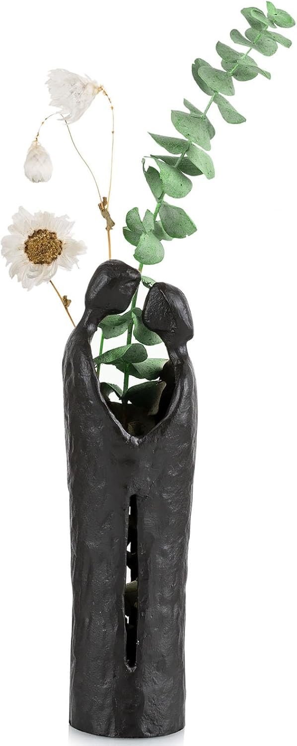 Sziqiqi 6th Anniversary Wedding Gift: Iron Gifts for 6th Anniversary for Couple - Romantic Couple Statue Metal Love Sculpture Black Abstract Figurines for Home Decor Women Her Wife Girlfriend Him Men