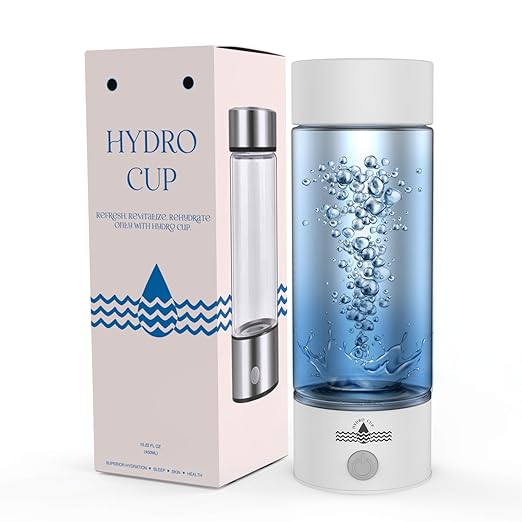 Hydrogen Water Bottle 2024, Hydrogen Water Bottle Generator with SPE PEM Technology Water Ionizer, Three Minute Rapid Electrolysis (White)