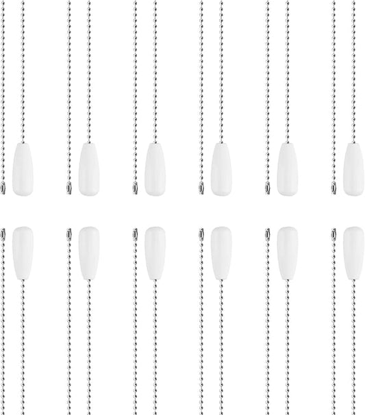 12Pcs White Ceiling Fan Pull Chain,Fan Pull Chain Extension,Pull Chain Extension,Ceiling Fan Pull Chain Extender,Pull Chain Light Fixture,Fan Chains Extensions,Pull Chains for Ceiling Fans and Lights