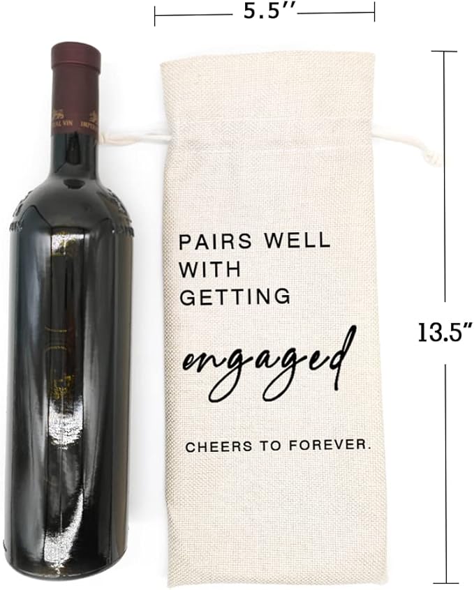 Socive Engagement Wine Bag, Pairs well with Engagements, Bride Gift, Engaged Gift for Couples, Gift for her, Engagement Party Decorations - Engaged Gift