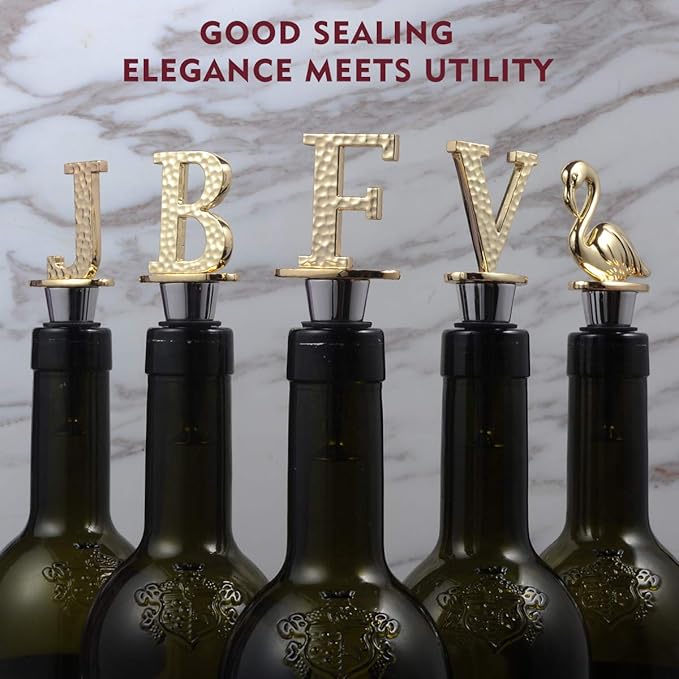 Miicol Wine Stopper, Prosecco Stopper, Wine Bottle Stopper, Personalised Champagne Stopper, Gold Wine Accessories, Wine Lovers Gift, Monogram Gift, Letter F