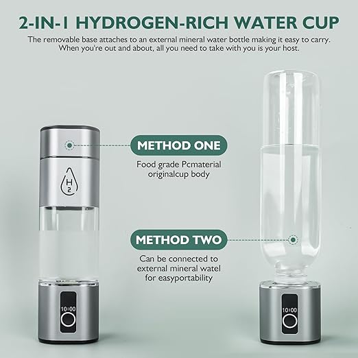 Hydrogen Water Bottle,Hydrogen Water Bottles Generator, Built-in Hydrogen Water Machine Quickly Produces Hydrogen to add to Hydrogen Tanks,Grey