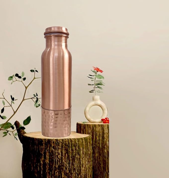 Pure Hammered Copper Water Bottle - Drink More Water, Lower Your Sugar Intake And Enjoy the Benefits Immediately, (Design 5)
