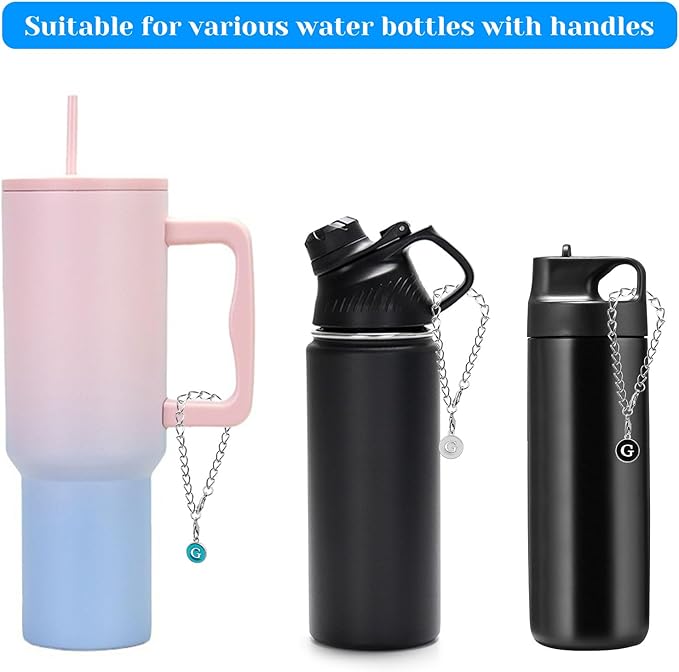 Letter Charm Accessories for Stanley Cup,6PCS Initial Name ID Personalized Handle Charm Personalized Handle Decor Set DIY Identification Handle Letter Charms for Stanley Tumble (G/White/Black/Blue)