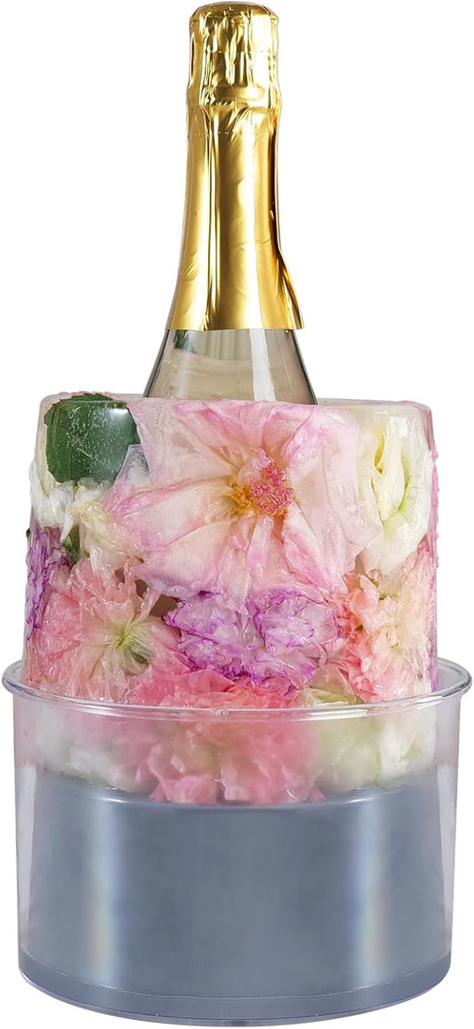 Ice Bucket Mold,Ice Mold Wine Bottle Chiller,Cocktail/Champagne Bucket Ice Mold, Flower/Fruits/Any Decoration to DIY Your Bucket Ice Mold For Special Parties/Bar/Holiday/Wedding-Grey