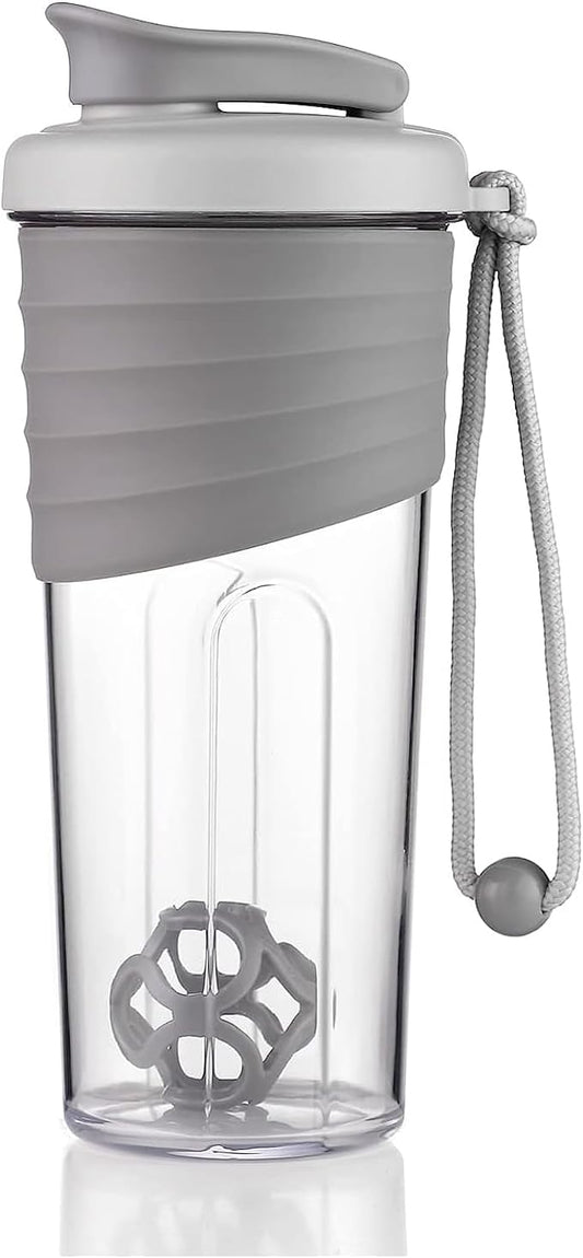 Shaker Bottle for Protein Mixes，24 oz，Protein Shaker Bottles with Whisk Ball, Mixer Bottle, Protein Bottle,Portable Pre Workout Whey Protein Drink Shaker Cup，Gray