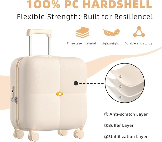 Wine Suitcase, 6 Bottle Wine Luggage, Durable Wine Travel Case, Fly With Wine Suitcase with TSA Lock, Versatile Wine Carrier with Removable Inserts and Silent Spinner Wheels（Cream）