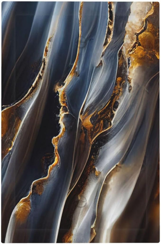 Gradient Abstract Ripple Blue Gold Marble Printed 1 Gang Light Switch Covers No Device Wall Plate Decorative Blank Switchplate Electrical Faceplate for Kitchen Bathroom Bedroom Decor