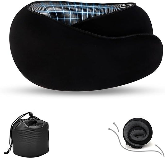 Travel Pillow, Neck Pillow, Neck Pillow for Traveling, 360° Travel Neck Pillows for Airplanes, Memory Foam Airplane Pillow, Soft Airplane Neck Pillow Stowable U-Shaped Pillow (Black)