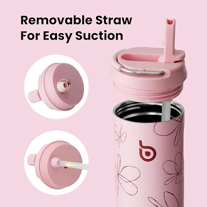 BOTTLE BOTTLE Insulated Water Bottle 24oz with Straw Lid and Handle for Sports Travel Gym Stainless Steel Water Bottles Double-Wall Vacuum Metal Thermos Bottles Leak Proof BPA-Free