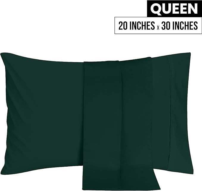 Utopia Bedding Queen Pillow Cases - 2 Pack - Envelope Closure - Soft Brushed Microfiber Fabric - Shrinkage and Fade Resistant Pillow Covers 20 X 30 Inches (Queen, Emerald)