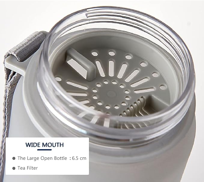 DEARART 32oz Grey Multicolor Water Bottle, Detachable Straw Wide Mouth Motivational & Time Marker with Handle Easy Carried, Suit Travel Office Yoga Gym School Work etc.