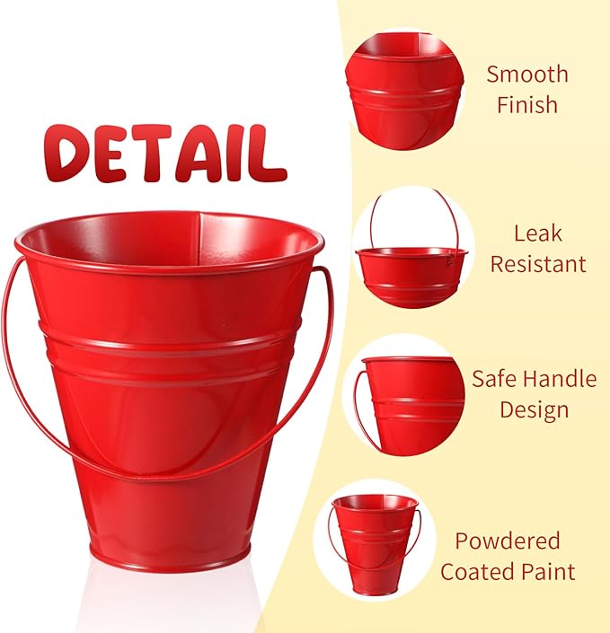 Sadnyy 12 Pack Metal Buckets with Handle, Galvanized Bucket 4.5 x 5 Inch Basket Bucket for Kids, Kids Party Supplies, Crafts for Christmas Halloween Christmas Candy Bars Vase Crafts(Rainbow Color)