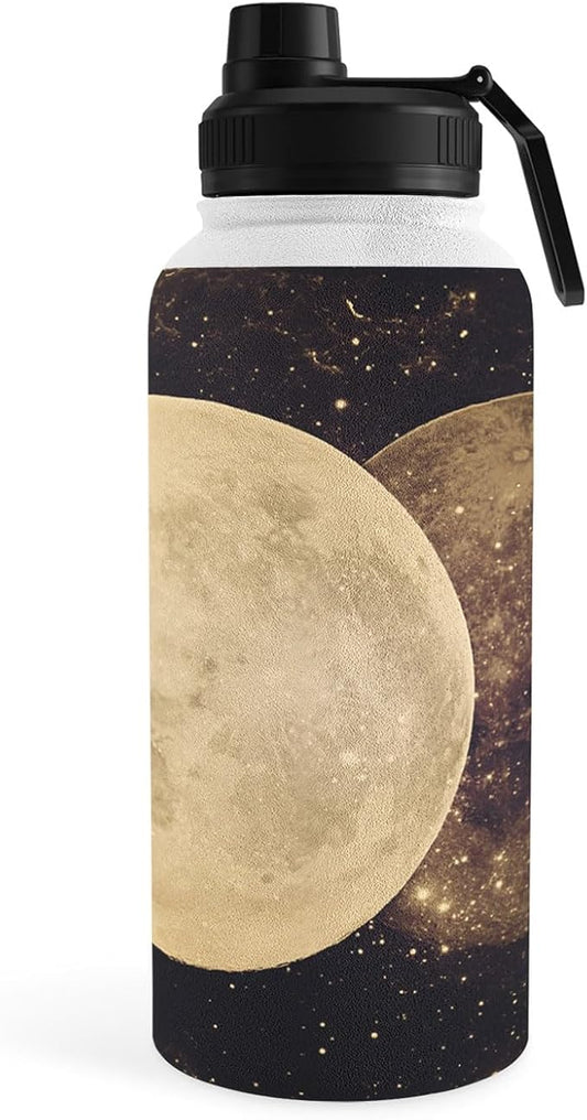 Deny Designs Water Bottle, Sport Lid 32 oz, Emanuela Carratoni Golden Moon Phases