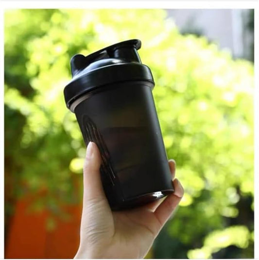 Shaker Bottle for Protein Powder w. Classic Loop Top & BPA free,Secure Screw-On Lid, Stay Open Flip Cap,BPA Free-16oz (Whole Black-16Oz-400ML) (SKER-BTL)