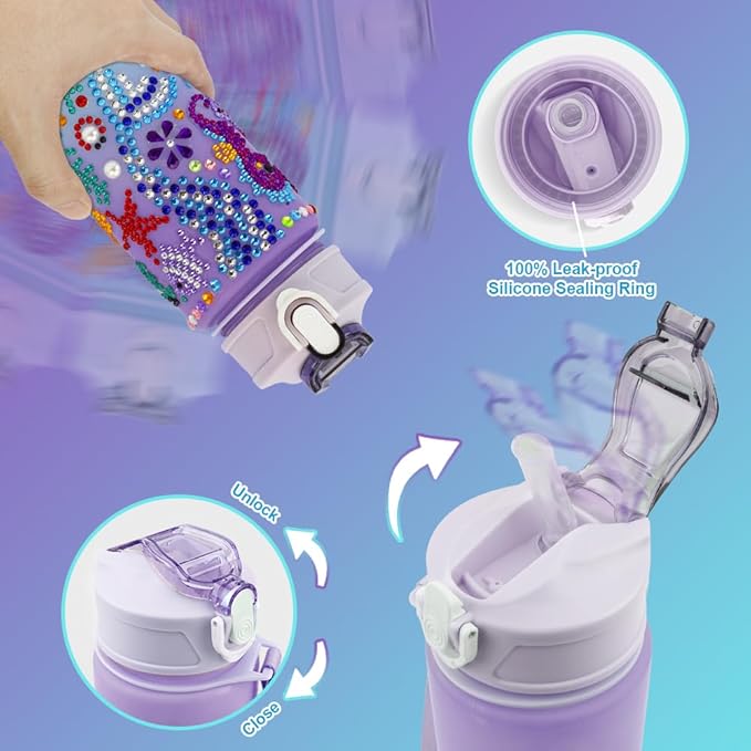 Decorate Your Own Water Bottle Kits for Girls, Mermaid Toys for Girls 10-12, 6-12 Year Old Girl Birthday Gifts Painting Crafts, Mermaid Arts and Crafts Gifts Toys for Girls Birthday Christmas