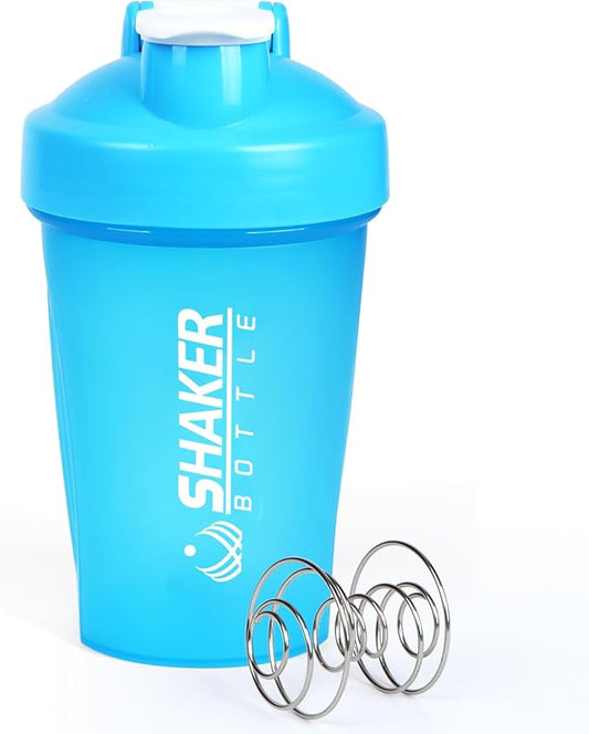 Shaker Bottle, 400ml Small Protein Shaker Cup with Mixing Ball for Smooth blending, Leak-Proof GYM Workout Water Bottles for protein& Smoothie Shake，Bpa Free (13oz / Blue)