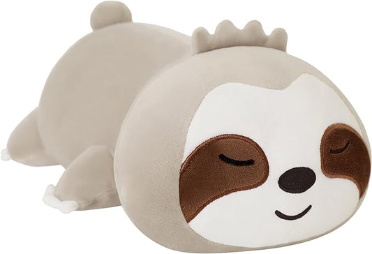 SQEQE Weighted Sloth Plush, Weighted Sloth Stuffed Animal for Anxiety, Cute Sloth Plushies Sloth Pillow Toy Gift for Kids Adults Brown 9.8 Inch, 0.8 lbs
