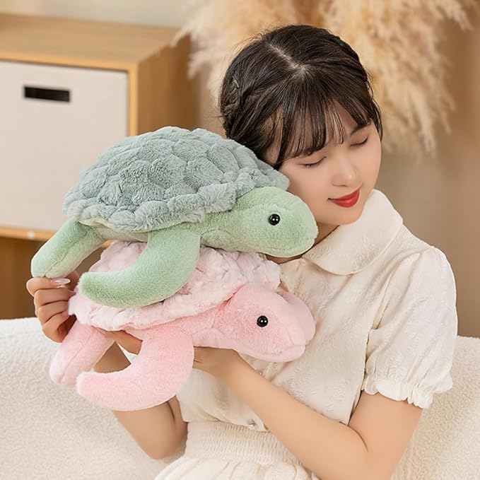 Soft Sea Turtle Plush Toy, Cute Turtle Stuffed Animals, Small Turtle Plush, Tortoise Plushies Pillow Gifts for Kids Adults (Pink 11 in)