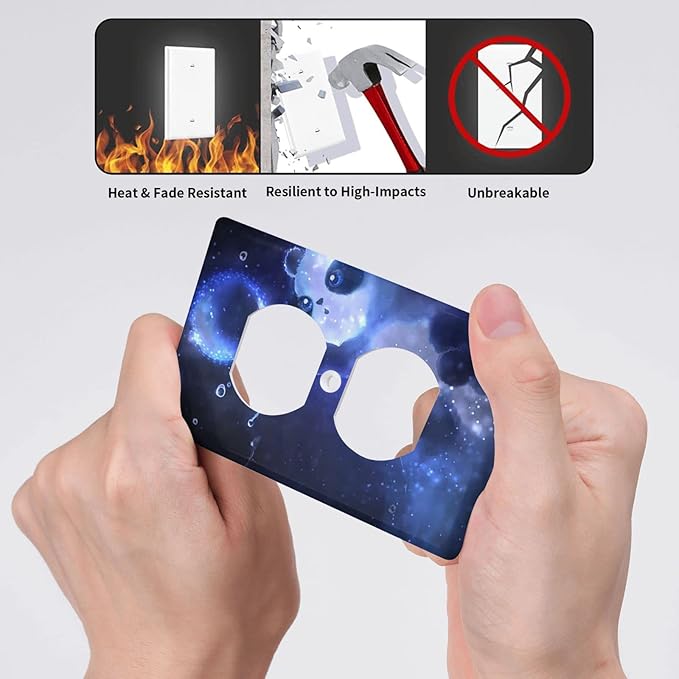 Cute Baby Panda Light Switch Cover Wall Plate Decorative 1 Gang Single Duplex Outlet Covers Blue for Farmhouses Bathrooms Duplex Electrical Receptacle Covers 2.76 x 4.5 in