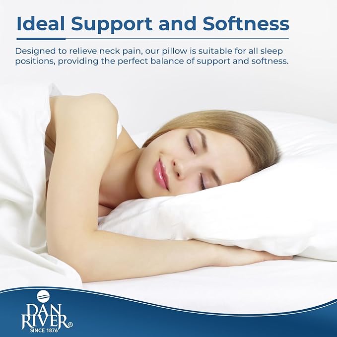 DAN RIVER Double Needle Pillows Standard (20x26), Set of 2 | White Hotel Pillows | Cooling Pillow for Side Sleepers | Back Sleeper Pillows | Best Pillows for Sleeping | Dorm Room Essentials