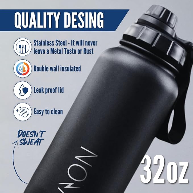WON Stainless Steel Insulated Water Bottle with Storage Compartment for Dog Food, Snack, Pills, Keys, Cash and Valuables - 32oz Metal Vacuum Flask for Cold & Hot Drinks - Diversion Safe Water Bottle