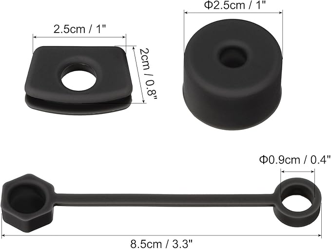 PATIKIL Silicone Spill Stopper for Straw Cup 2.0 40oz/ 30oz, Set of 12 Tumbler Accessories Including 4 Straw Cover Cap, 4 Square Spill Stopper and 4 Round Leak Stopper, Black