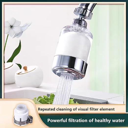 Bathroom Sink Filter Faucet Filter 360 Degree Rotating Faucet Filter Purifier Kitchen Faucet Filter removes Chlorine, Fluorine, Heavy Metals and Hard Water，Ceramic Filter Element
