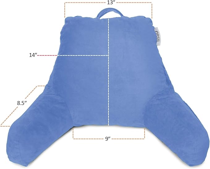 Nestl Reading Pillow for Kids, Small Bed Pillow, Back Pillow for Sitting in Bed, Memory Foam Chair Pillow, Reading & Bed Rest Pillows, Calm Blue Back Pillow for Bed, Arm Pillow with Pockets