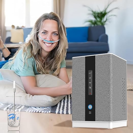 Hydrogen Water Inhalation Machine, 99.99% High Purity H2 Hydrogen Inhaler with 5 Nasal Cannula, Hydrogen-Rich Water Generator, 150ml/min SPE/PEM Ionizer for Home Car Travel (Gray)