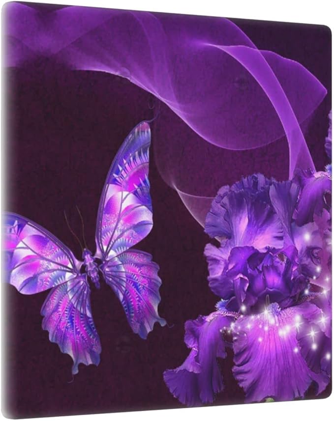 Purple Butterfly Flower Double Blank Switch Wall Plate Cover Outlets Decorative 2-Gang for Electrical Girls Room Bathroom Bedroom Home Kitchen Two Receptacle Polycarbonate Power Gear 4.5" x 4.6"