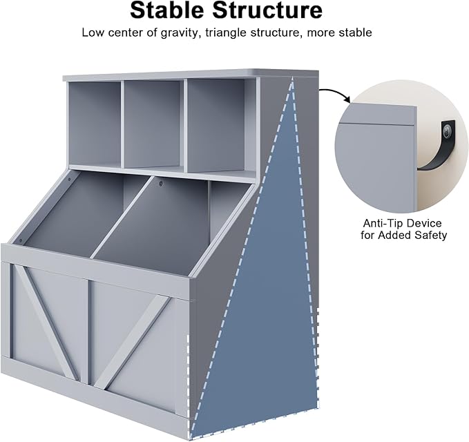 Kids Bookshelf and Toy Storage, Kids Toy Storage Organizer, Toy Storage Cabinet with Toy Shelf, Toddler Bookshelf Toy Organizer and Storage Bins for Playroom, Bedroom, Nursery, Classroom, Daycare