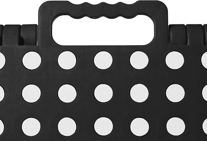 Casafield 13" Folding Step Stool with Handle, Black - Portable Collapsible Small Plastic Foot Stool for Adults - Use in The Kitchen, Bathroom and Bedroom