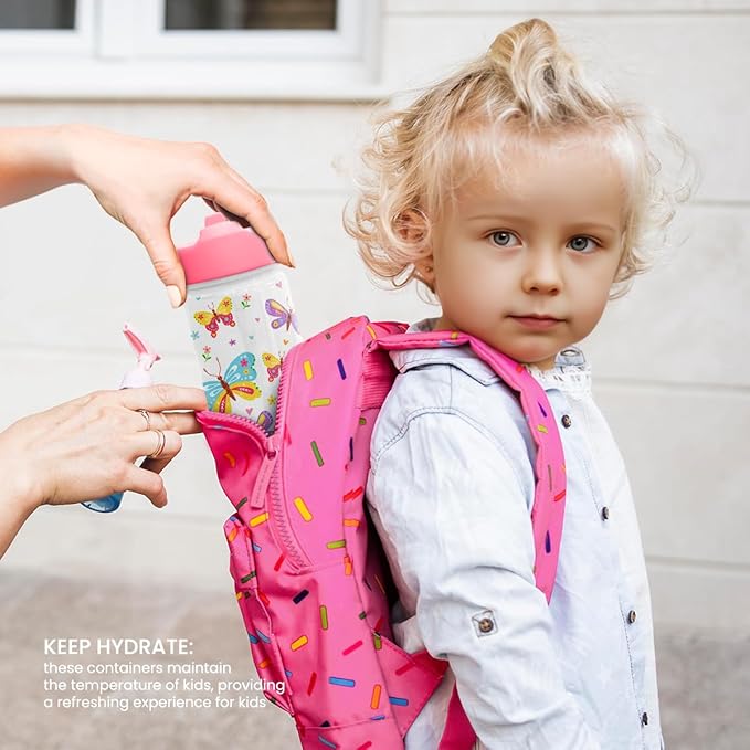 Kids Water Bottle with Straw Lid - 12 Oz Insulated Stainless Steel Water Bottles for Toddlers Kid Girl- Travel Cup for School Sports