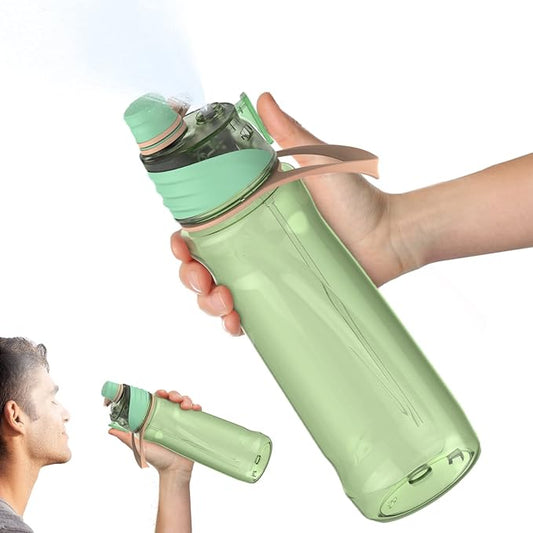 FEIJIAN Mist Water Bottle,32oz Sports Water Bottle with 2-IN-1 Mist & Sip Function, BPA-Free Plastic Water Bottles, Misting Water Bottle, Leakproof & Lightweight, Ideal for Fitness and Outdoor, Green