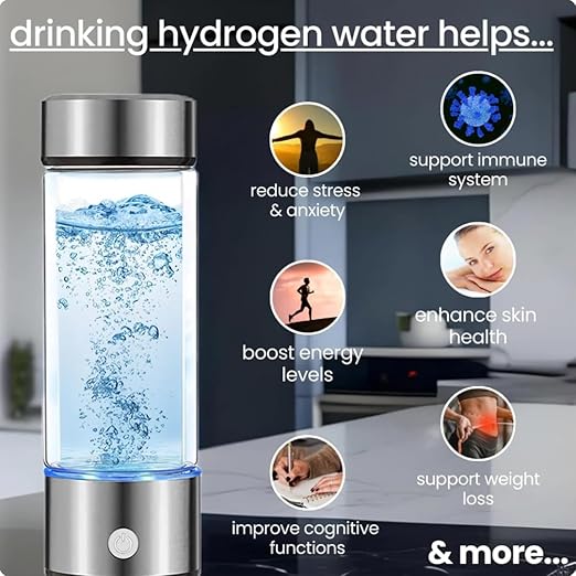 Hydrogen Water Bottle Generator,Hydro Health Hydrogen Water Bottle for Home Office Travel Gym,Portable Hydrohealth Bottle Improve Hydrowater Quality in 3 Minutes,Up to 1600PPB+Gift Box