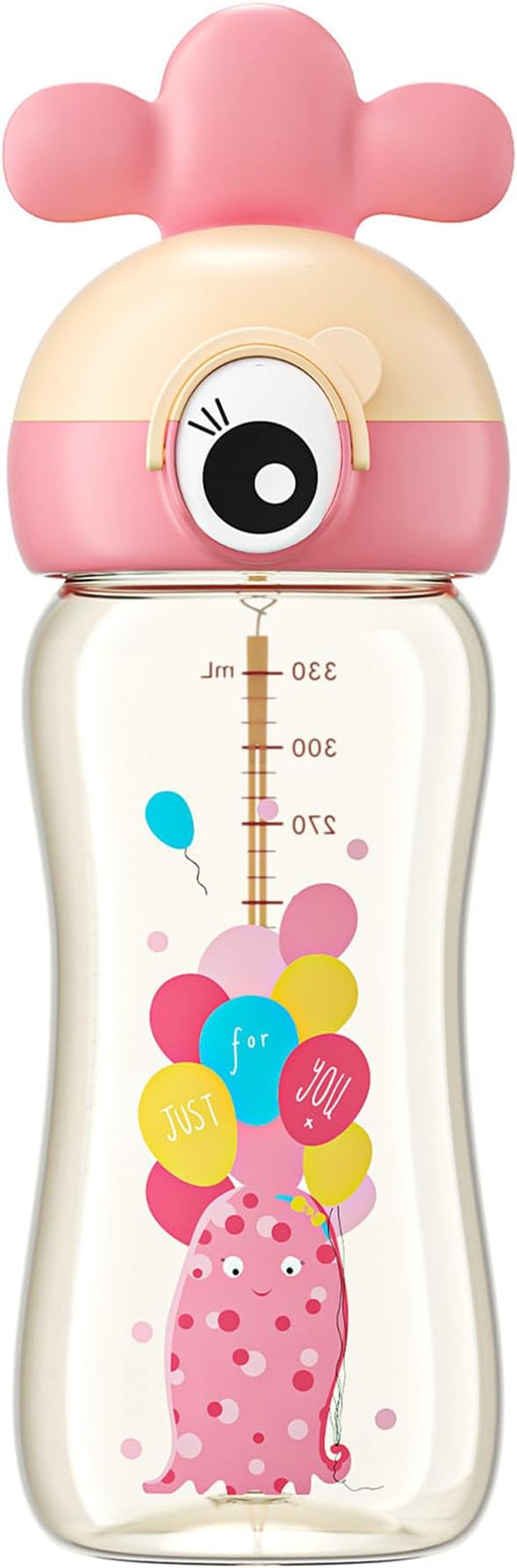 Kids Water Bottle for School or Travel, 11oz Reusable Kids School Water Bottle, Leak-Proof Portable Water Bottle for Girls & Boys, BPA-free (Yellow, 1 Pack)