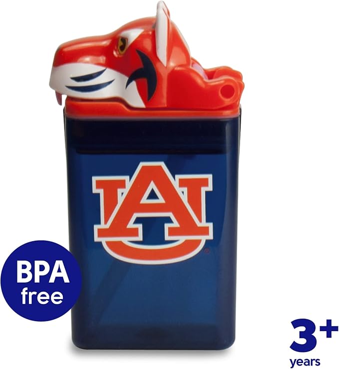 Reusable Water Bottle | Officially Licensed NCAA Sports Bottle | BPA Free | Dishwasher Safe | Tiger Aubie Mascot | 12 oz Drink in auburn Box - Auburn University