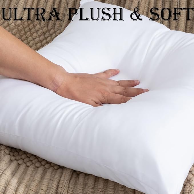 Pack of 4 Throw Pillow Inserts, 18 x 18 Square Cushion Inner Soft Fluffy Plump Stuffer Cushion Pads White Decorative Pillow Inserts (20x20 Inch (Pack of 4))