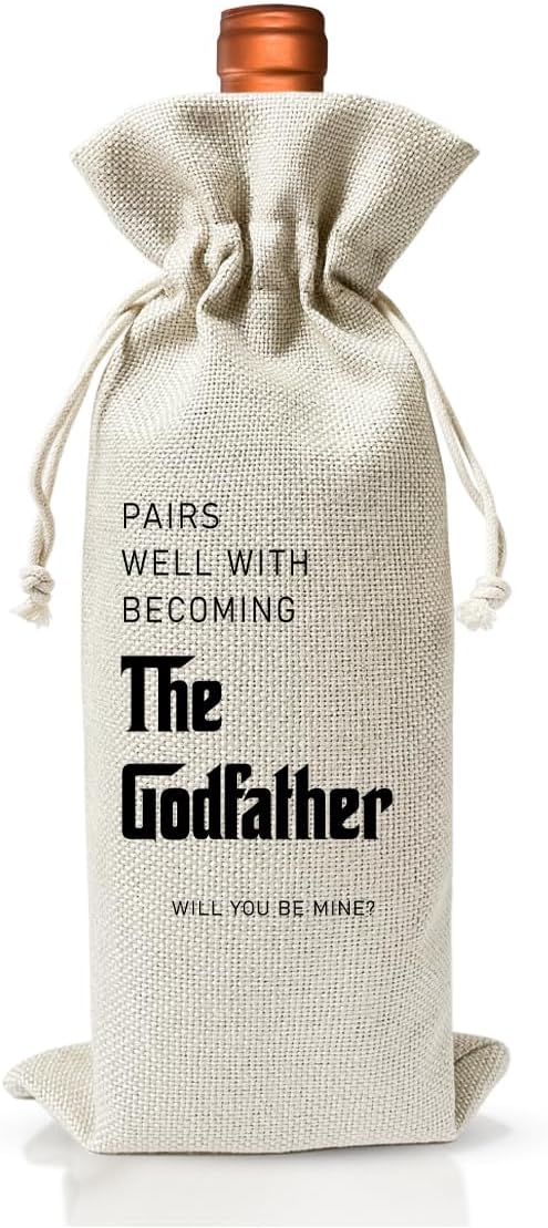 Godfather Proposal Gift Wine Bag, Pairs Well With Becoming A Godfather, Appreciation Christening Thank You Gift For New Godfather, Baby Shower or Party Favor, Baptism Decor, Baby Announcement Gift