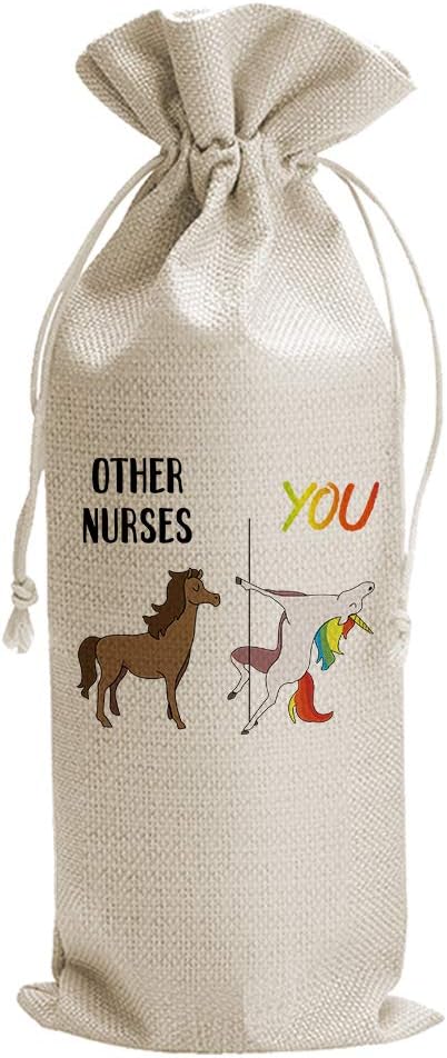 JioJio Chan Funny Other Nurses Me Horse Wine Bags, Nurses Week Gifts, Rn Gifts, Nicu, Registered, Lpn Nurse Gifts for Nurses, Burlap Drawstring Wine Bag, Funny Nurse Appreciation, Graduation Gifts