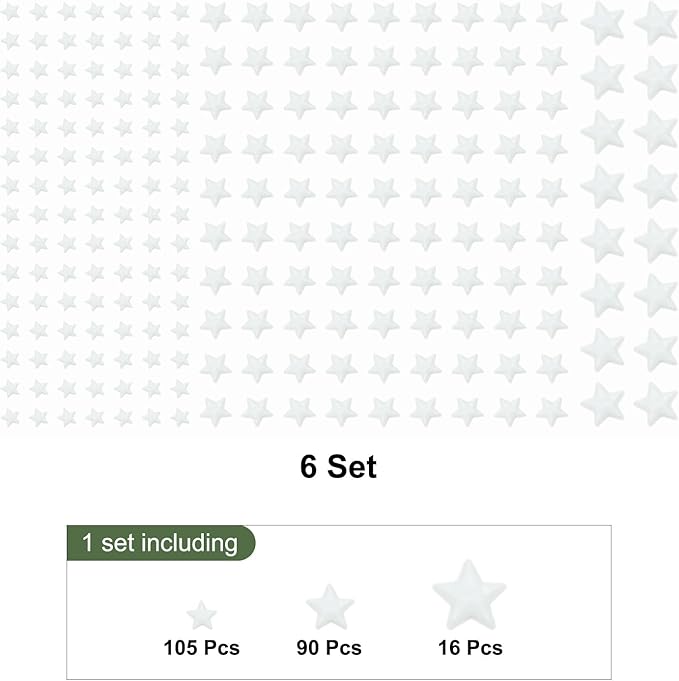 MECCANIXITY Glow in The Dark Star Decals Decor Blue Wall Stickers for Ceiling Bedroom Bedding Room 6 Set