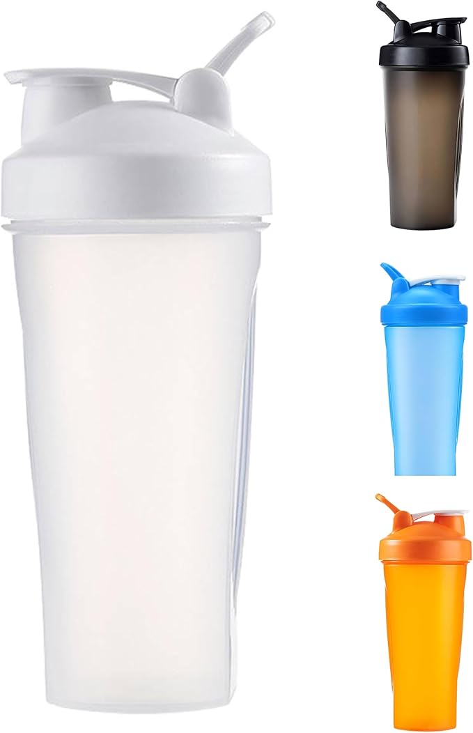 M&G Avenue 20oz Leakproof Shaker Bottle with Wire Whisk, Wide Mouth, Silicone Seal, BPA-Free, Lids for Gym, Travel, Office (White), 600 ML