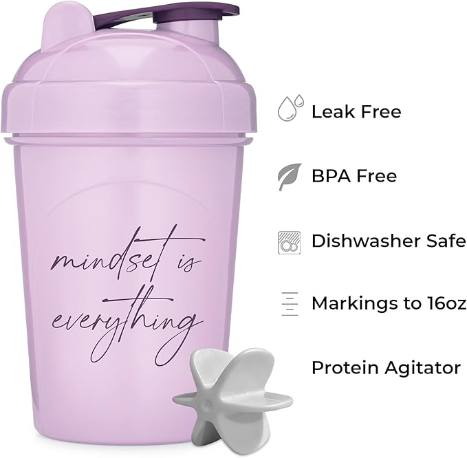 GOMOYO [2 Pack 20 Ounce Shaker Bottle with Motivational Quotes | Protein Bottle with Mixer Agitators | Blender Shaker Bottle for Protein Mixes Pack is BPA Free and Dishwasher Safe