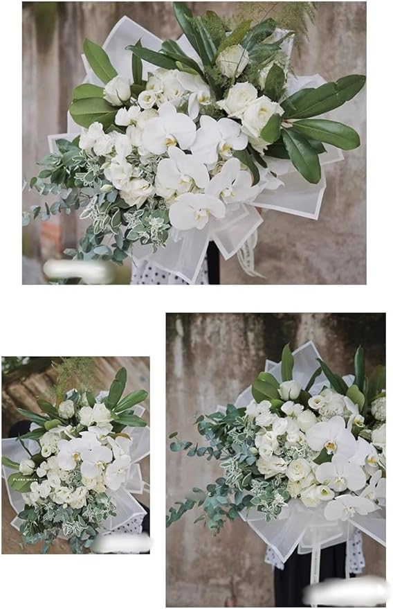 fondleadmiringly Flower Wrapping Paper, Flower Shop Paper, Waterproof Wrapping Paper, semi Transparent Wrapping Paper (1-white) 20 sheets