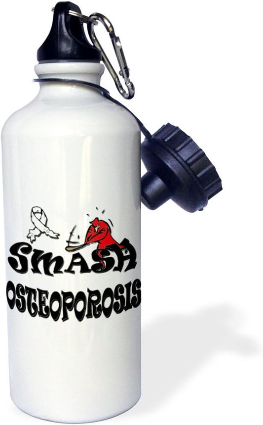 3dRose Smash Osteoporosis-Sports Water Bottle, 21oz , Multicolored