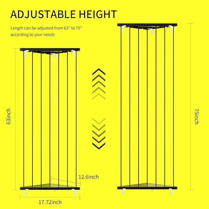 Stuffed Animal Storage Toy Organizer: Corner Stuff Animals Holder for Wall with LED Light - Kids Plush Toys Storage with Adjustable Length for Nursery Playroom Bedroom Kids Room(Black)